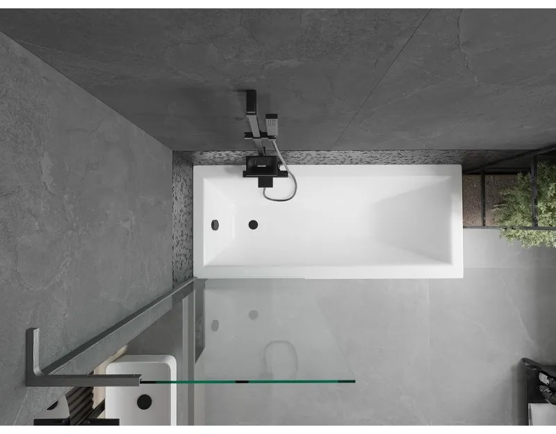 Mexen Next, vaňová zástena 1-krídlová 70 x 150 cm, fixné krídlo, 6 mm číre sklo, brúsený grafit profil, 895-070-000-03-00-66