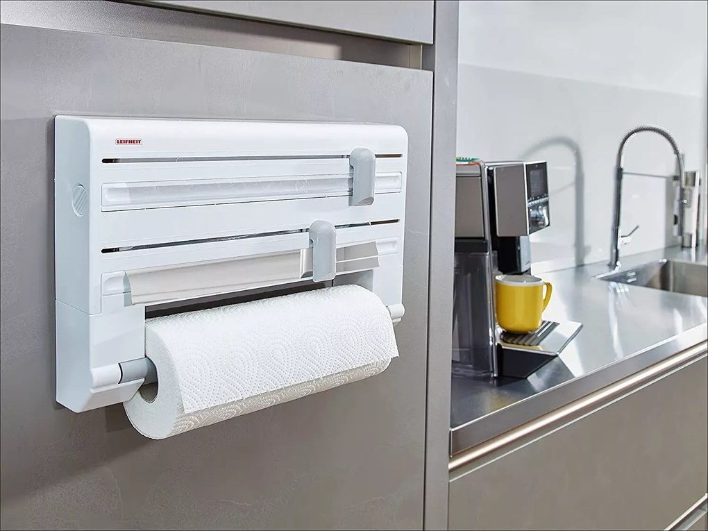 usporadejto.cz Nástenný držiak na kuch.utierky, alobal, fólie s rezačkou LEIFHEIT