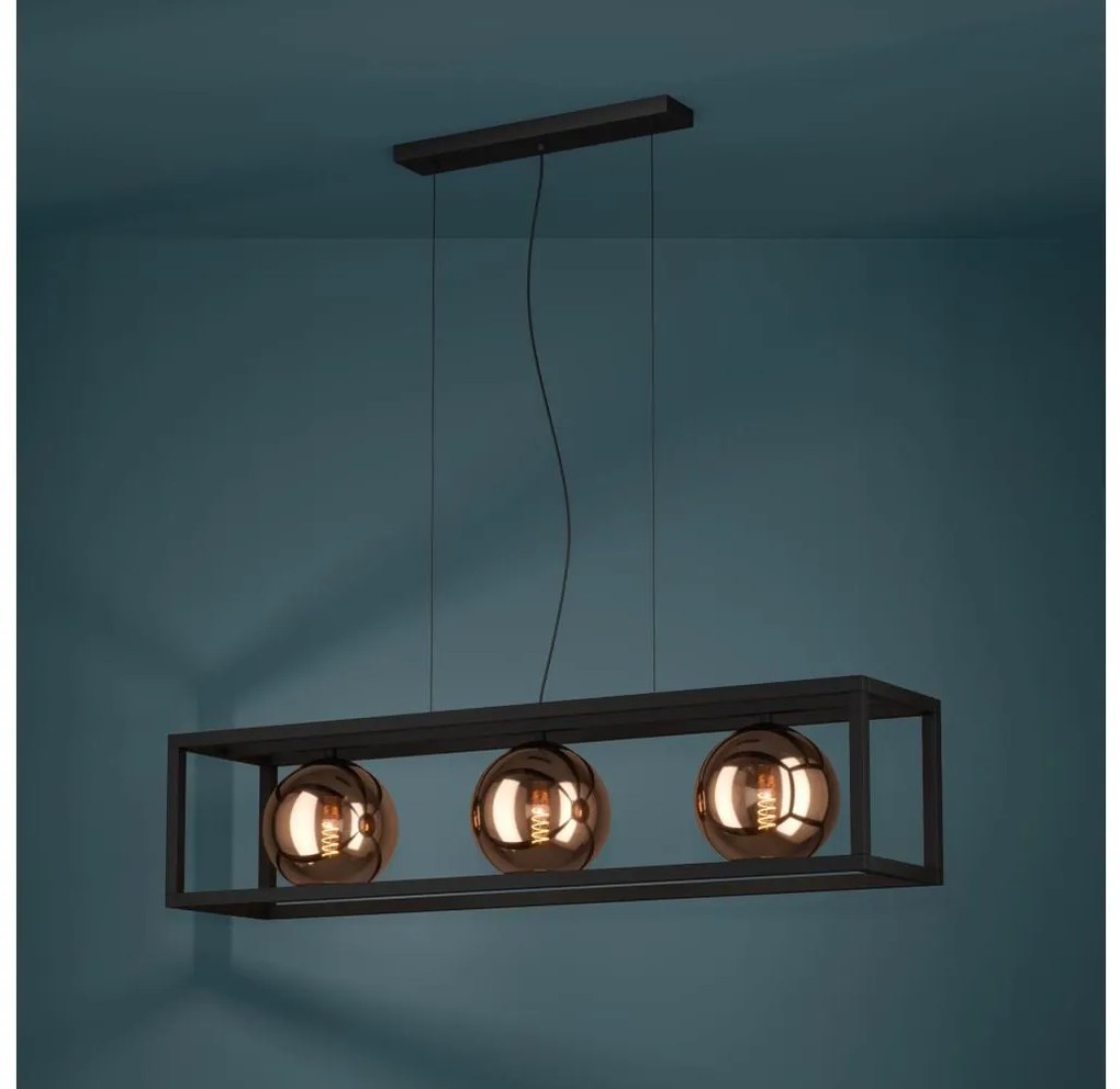 Eglo 390091 - Luster na lanku CORDOBA 3xE27/40W/230V medená/čierna