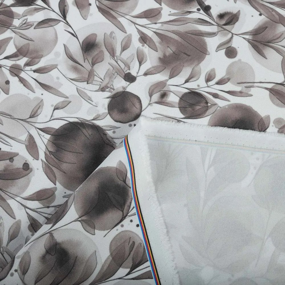 Biante Dekoračný záves Rongo RGP-504 Hnedé popínavé lístky na bielom 140x150 cm