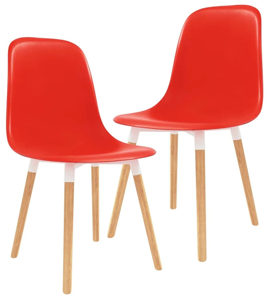 vidaXL Jedálenské stoličky 2 ks, červené, plast