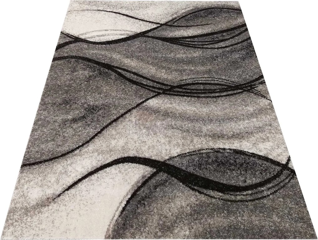 DY Sivý moderný koberec s abstraktným vzorom Panamero 07 Rozmer: 80x150 cm