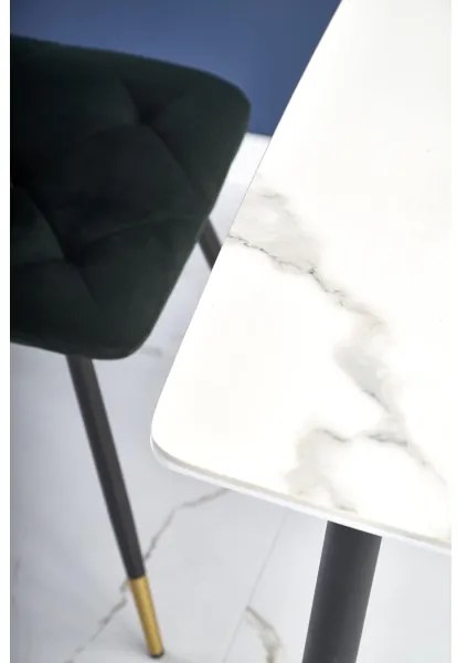 Jedálenský stôl ALARA, dekór biely mramor/čierna