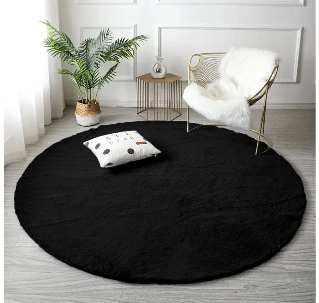 Čierny okrúhly koberec Rabbit Rozmer: 110