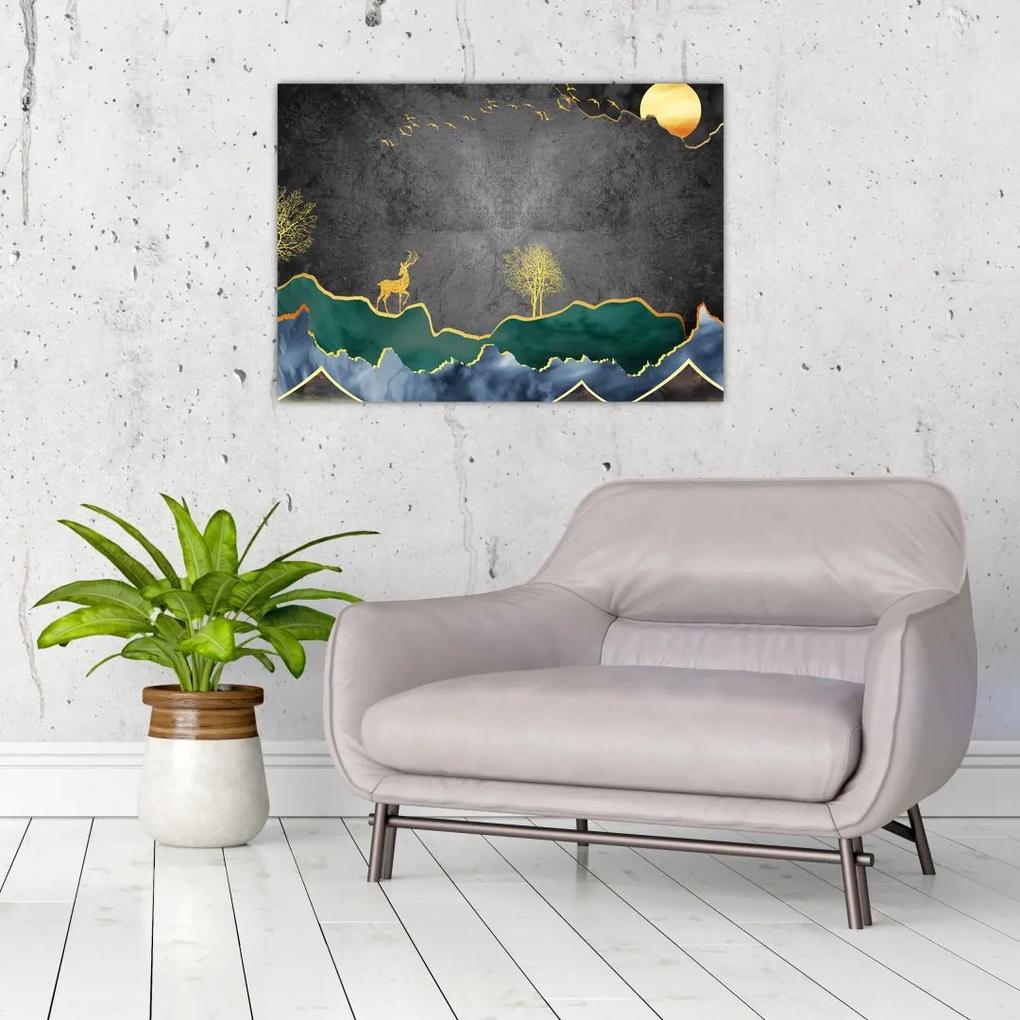 Sklenený obraz - Horská scenéria (70x50 cm)