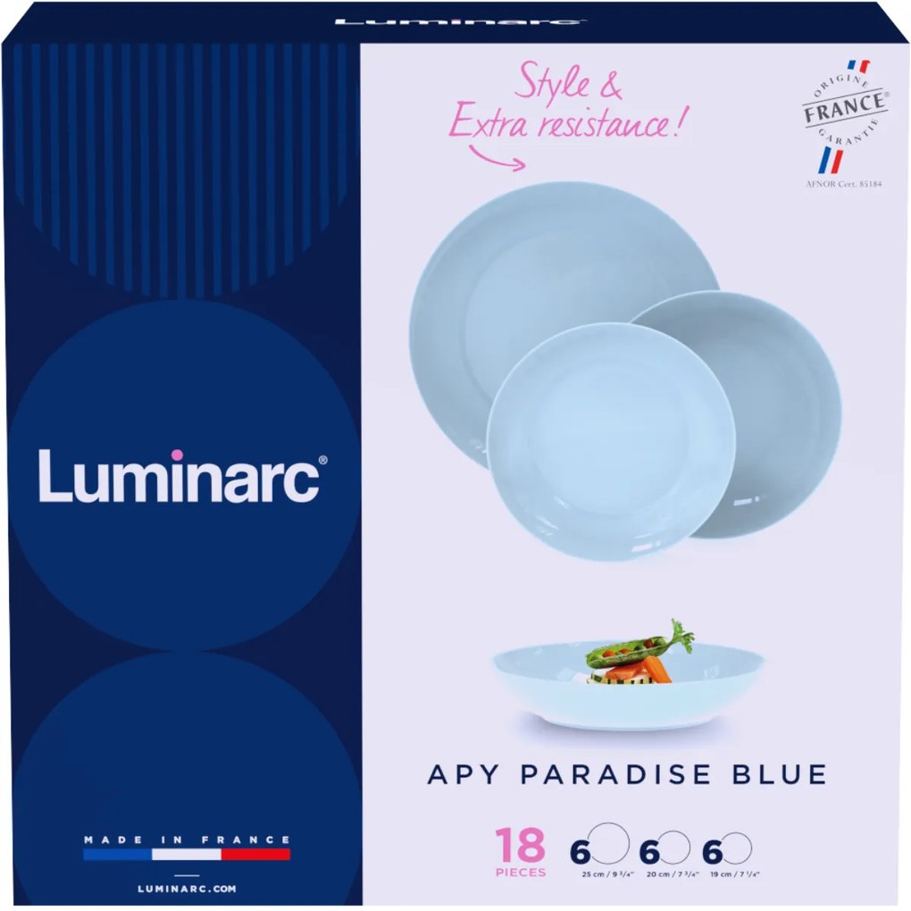 Luminarc 18-dielna jedálenská sada Apy ParadiseBlue