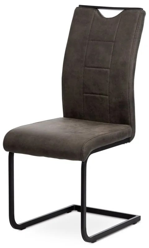 Jedálenská stolička, sivá látka v dekore vintage kože