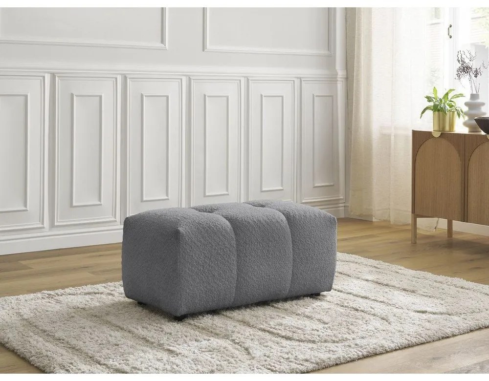 Sivá podnožka z textílie buklé Roxelane – Bobochic Paris