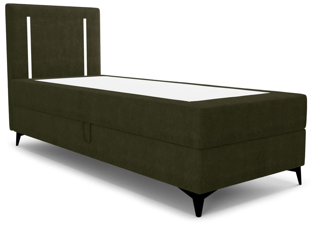 Jednolôžková posteľ 90 cm Ortega Comfort (olivová zelená) (s roštom a matracom, s úl. priestorom) (s LED osvetlením). Vlastná spoľahlivá doprava až k Vám domov. 1082693