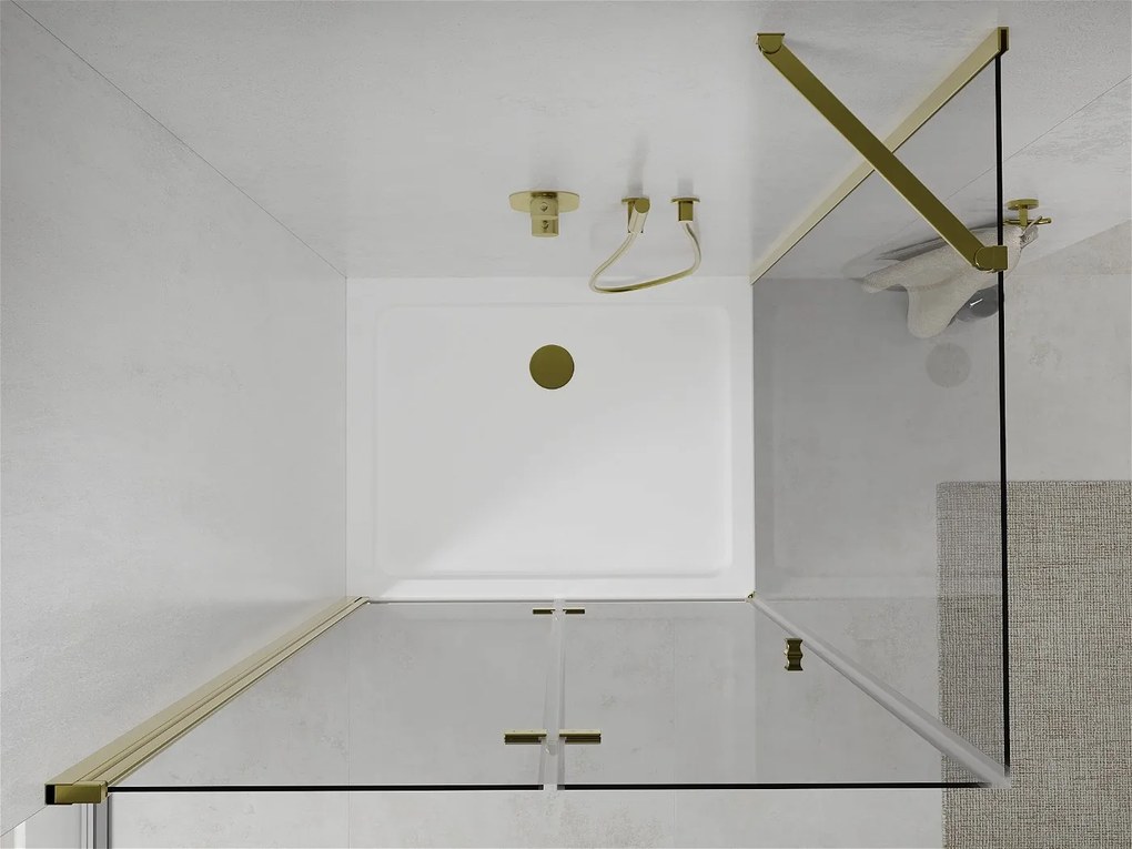 Mexen Lima sprchovací kút 90 x 100 cm, číre sklo-zlatý profil + sprchová vanička, 856-090-100-50-00-4010