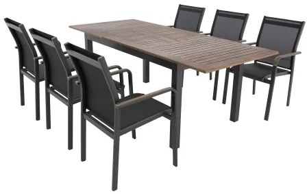 Doppler EXPERT WOOD Plus - záhradná hliníková sedacia súprava 6+1