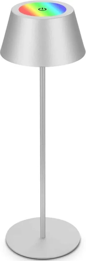 Brilo - LED RGB dobíjateľná dotyková stolná lampa KIKI LED/2,6W/5V IP44 2600 mAh strieborná