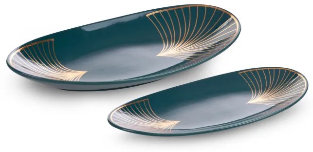 Dekoračný tanier LOTOS 10 1 tyrkysový / zlatý