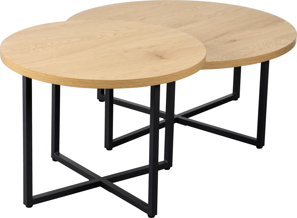 XXXLutz SADA KONFERENČNÝCH STOLÍKOV, čierna, farba duba, kov, kompozitné drevo, 60-80/60-80/35-45 cm Boxxx - Stolíky do obývačky - 002798024001