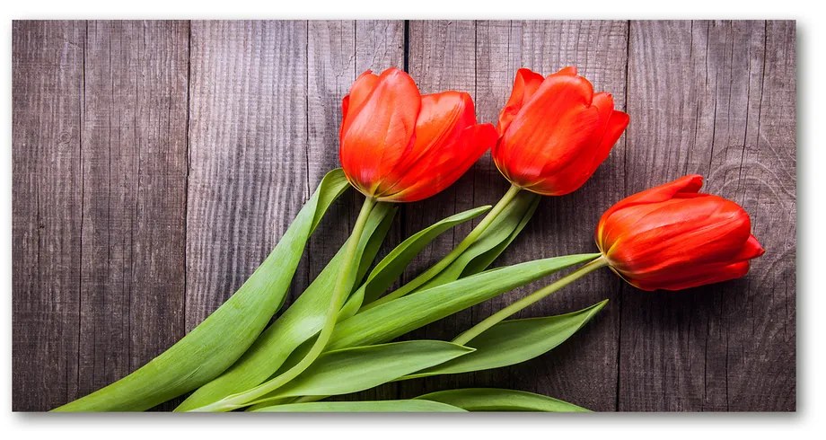 Foto obraz akryl do obývačky Červené tulipány pl-oa-140x70-f-137777387