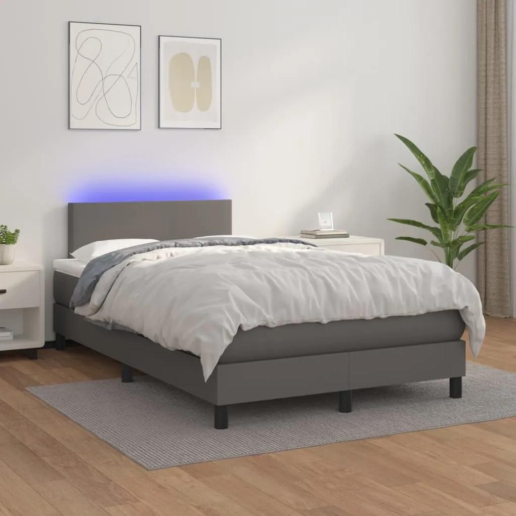 Boxspring posteľ s matracom a LED sivá 120x200 cm umelá koža 3134097