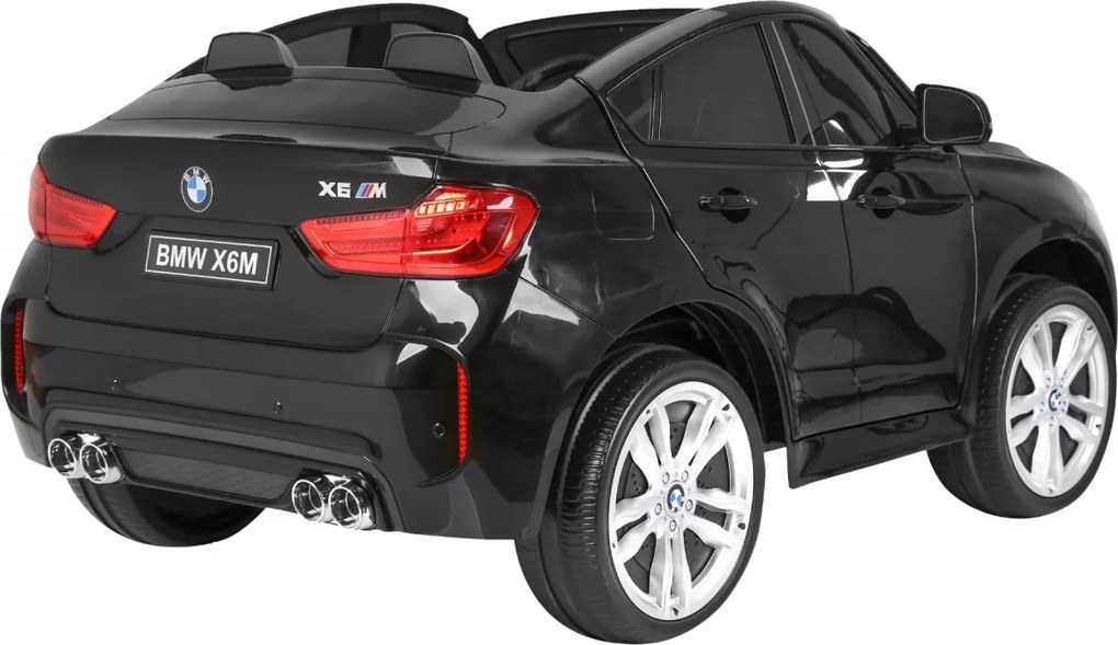 Ramiz BMW X6M XXL pre 2 deti Lakované čierne SUV + diaľkové ovládanie + ekokoža