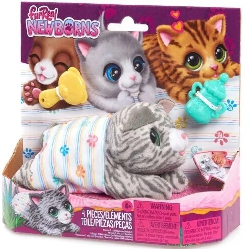 FurReal Newborns KITTY, Interaktívna plyš. mačička, biela/sivá