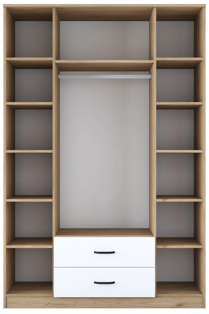 Šatníková skriňa BA 131 140 cm so zrkadlom orech/biela