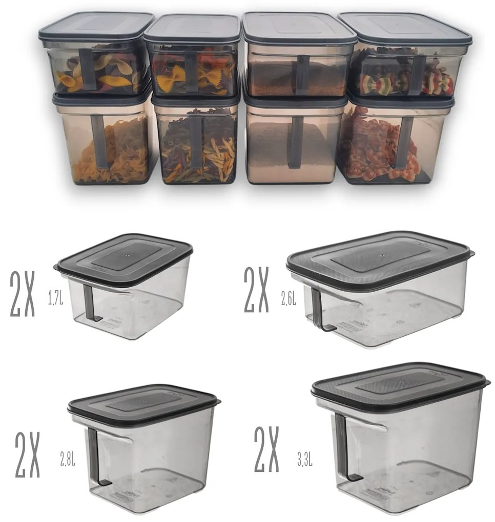 Orion Súprava 8 ks dóz Matrix, 2x1,7l+ 2x2,6l + 2x2,8 l+ 2x3,3l