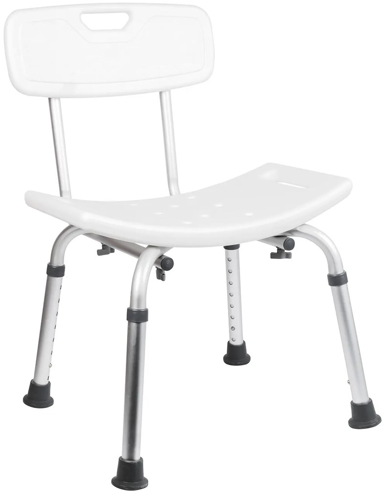 BISK Erga Handicap "PRO", obdĺžniková stolička do kúpeľne s chrbtovou operou 495x545x840 mm, biela, ERG-07657