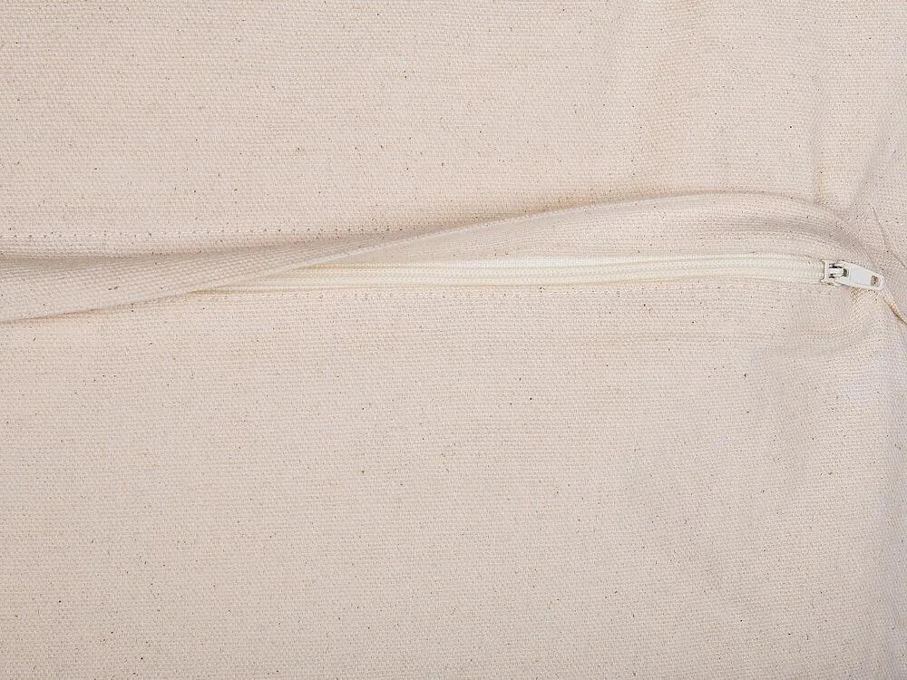 Bavlnený vankúš s geometrickým vzorom so strapcami 45 x 45 cm béžový / čierny SAMBUCUS Beliani