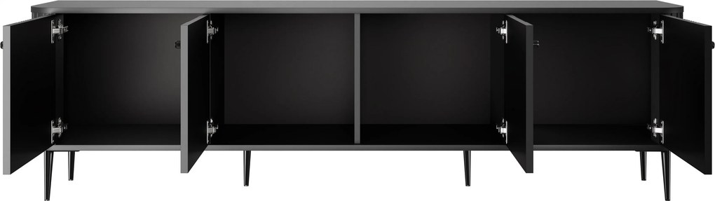 TV skrinka Vesper 4D 187 cm - čierna / čierne nohy