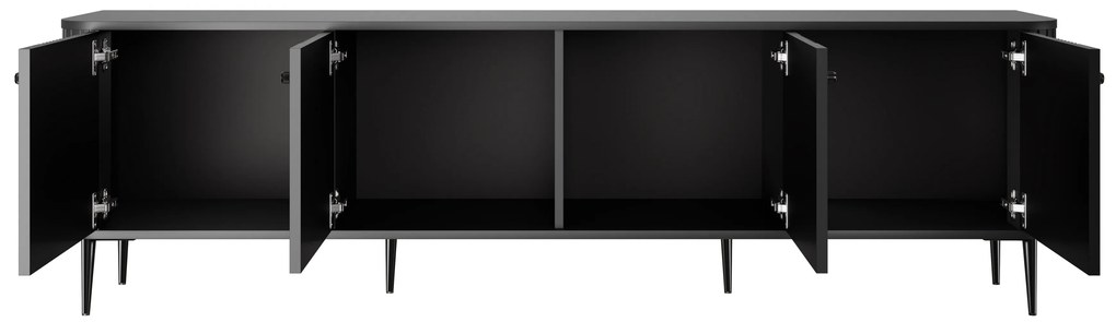 TV stolík Vespera 4D 187 cm - čierna / čierne nožičky