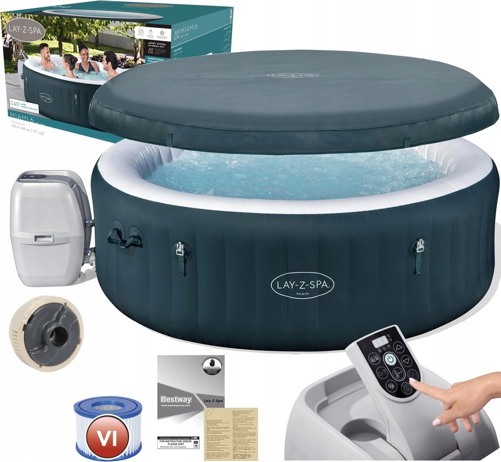 Jacuzzi Nafukovacie Lay-Z-Spa Hydromasáž Miami Bestway 6001D pre 6 osôb