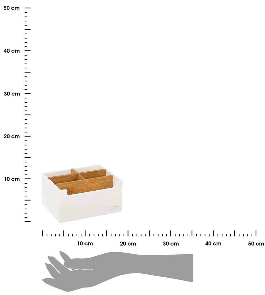 5five Simply Smart Kozmetický organizér Natureo 5, biela/s drevenými prvkami