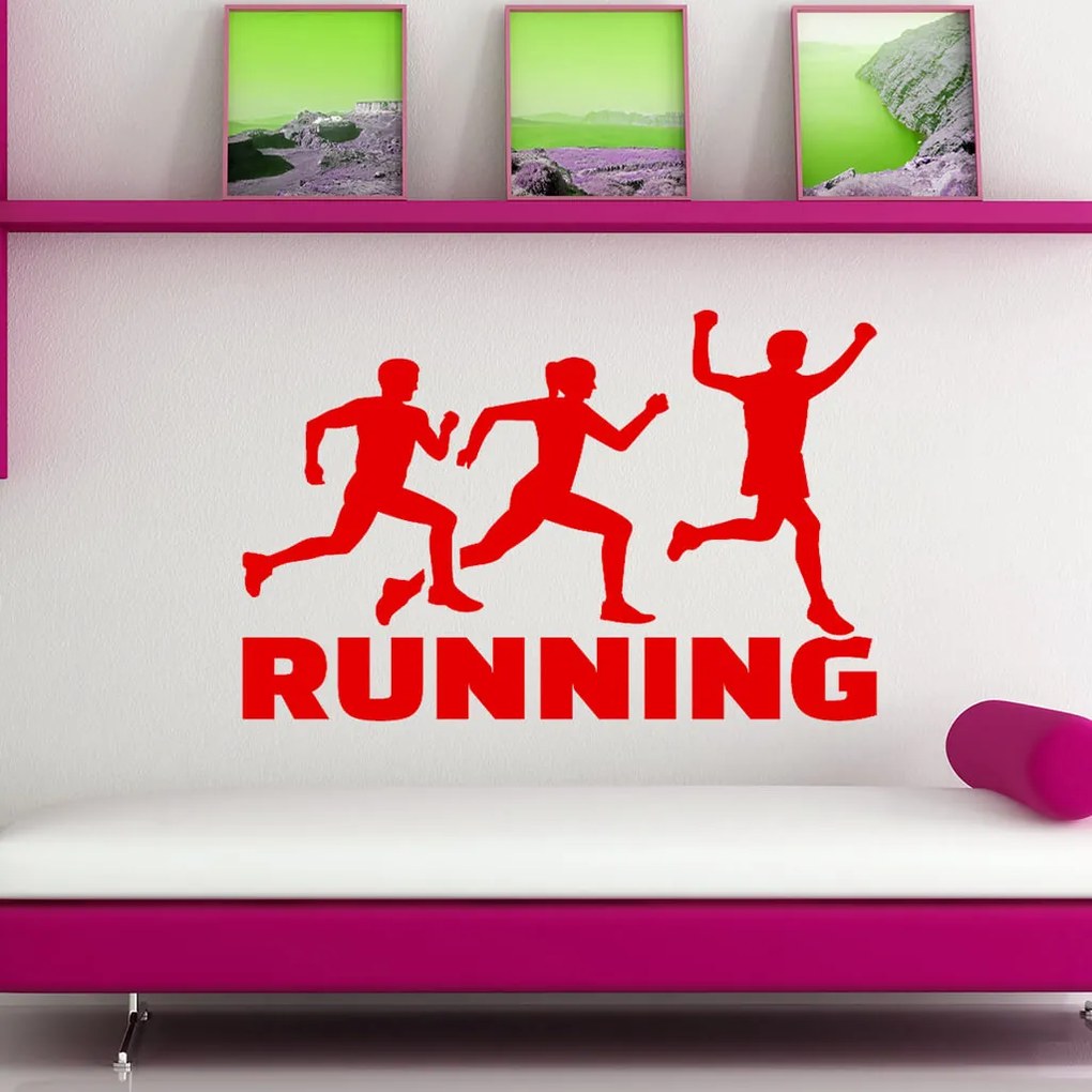 Veselá Stena Samolepka Running Farba: červená, Veľkosť: 100 x 77 cm