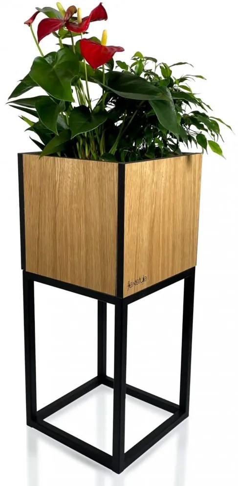 Luxusný kvetináč z prírodného dubu z kolekcie LOFT FIORINO 22X22X50 cm