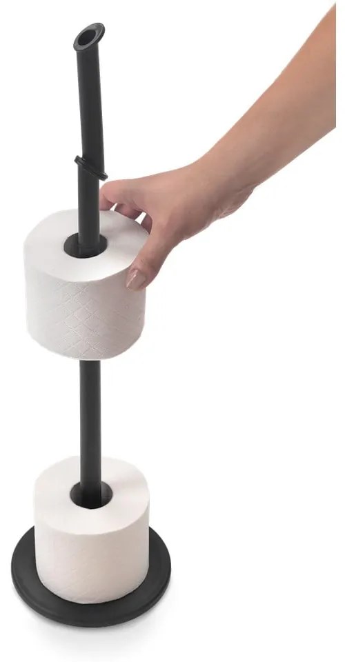 Matne čierny oceľový stojan na toaletný papier Lava – Metaltex