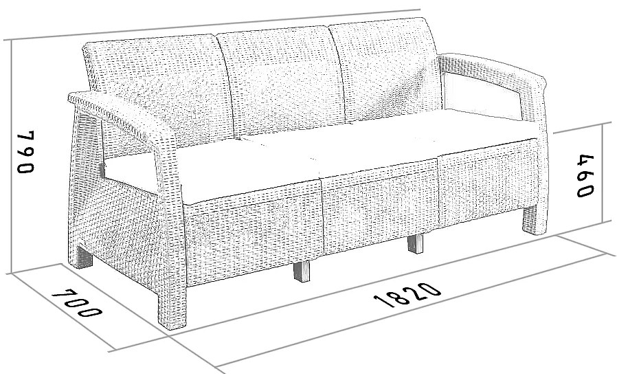 DEOKORK Záhradná ratanová pohovka CORFU LOVE SEAT MAX (antracit)