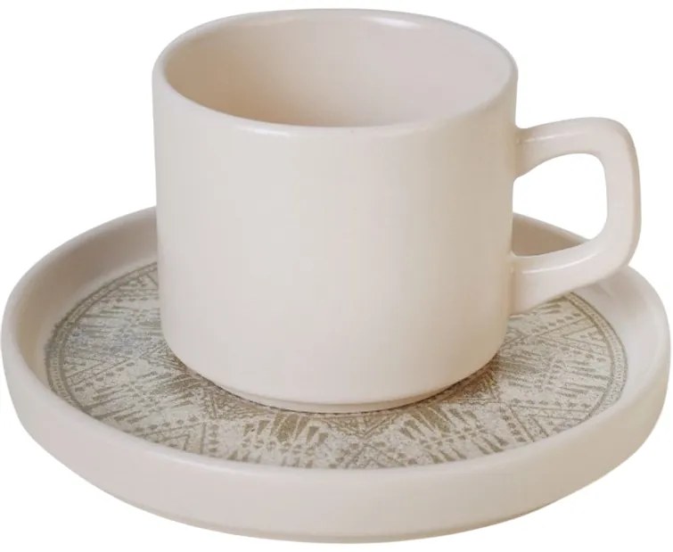 Sada 6 kameninových šálok s tanierikmi Boho Brew184 ml