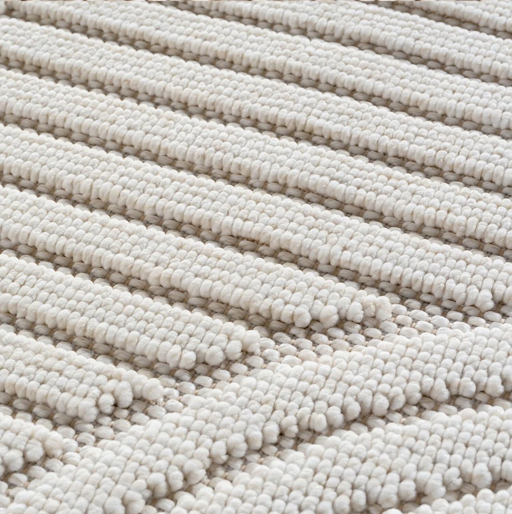 Ayyildiz, Kusový koberec Helix 2201 cream kruh, 80x80, biela, chodba / predsieň