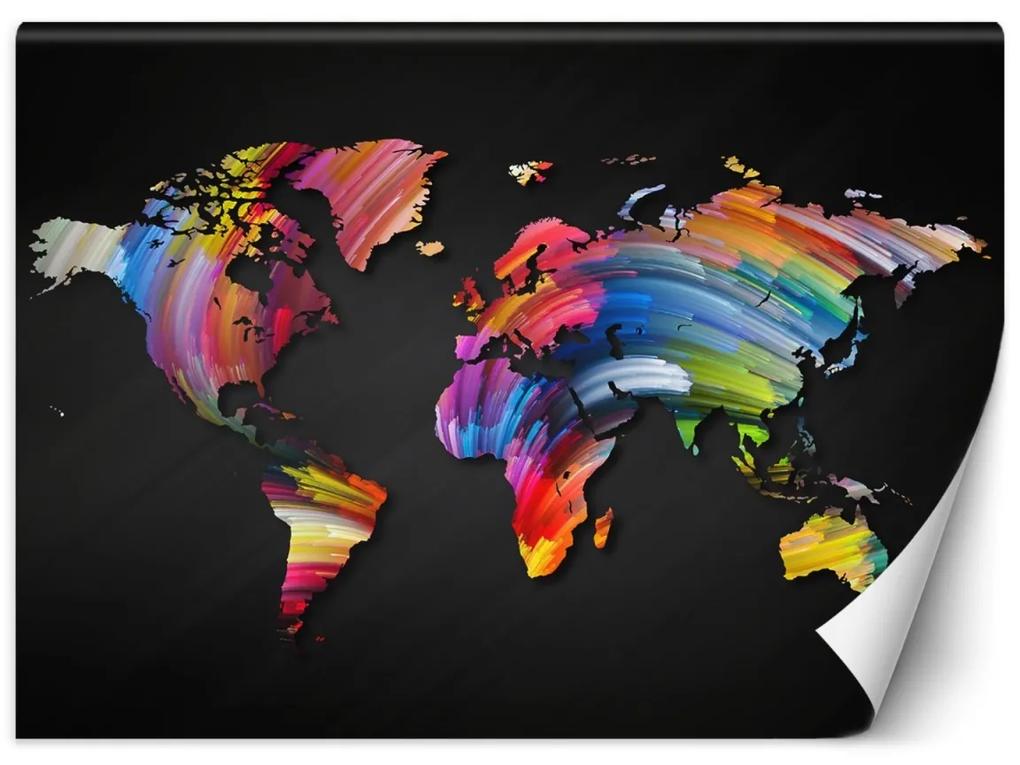 Fototapeta, Barevná mapa světa v pastelových barvách - 300x210 cm