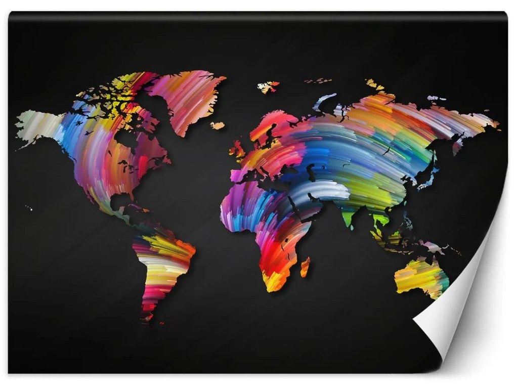 Fototapeta, Barevná mapa světa v pastelových barvách - 450x315 cm