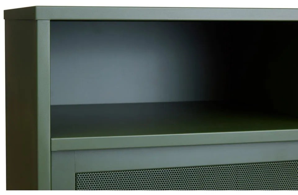Tmavozelená kovová skrinka s posuvnými dverami 90x140x40 cm Veep – Unique Furniture