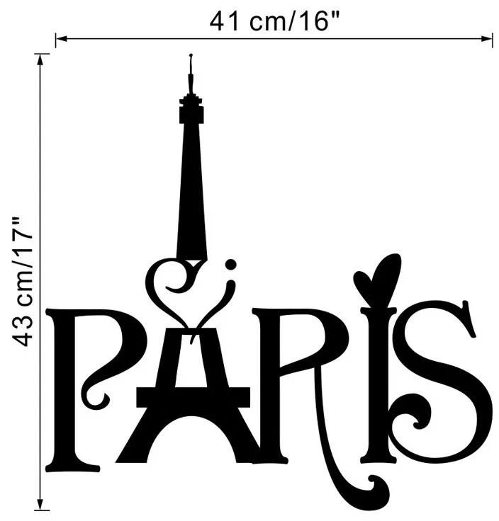 Samolepka na stenu "Paríž 2" 41x43 cm