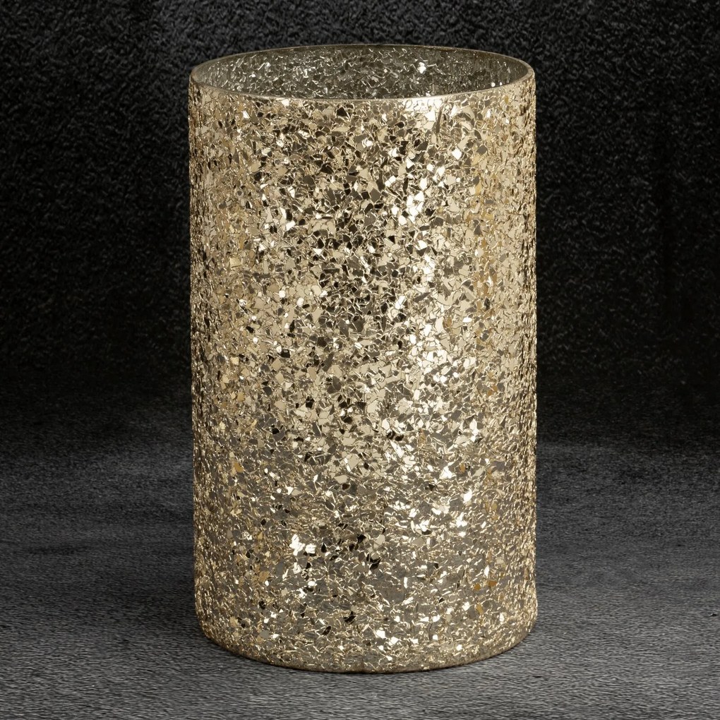 SKLENENÁ VÁZA MELIA 12X21 CM ZLATÁ