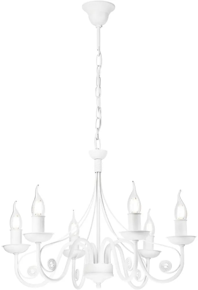 Luster na reťazi DONATO 6xE14/40W/230V biela
