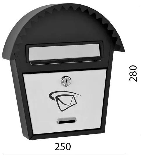 Schránka poštová (250x280x50mm) nerez/čierna, max. formát listu: B6, leštená nerez /AISI430