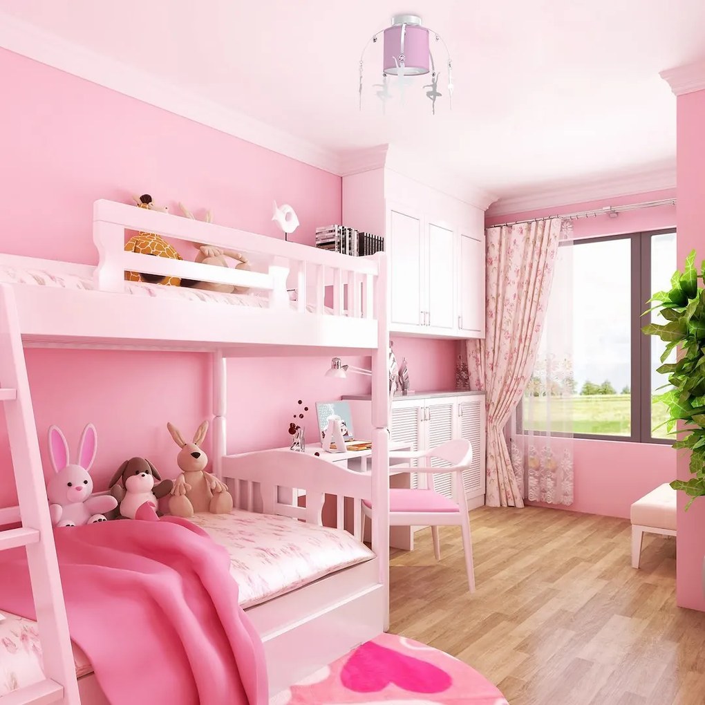 EUlight Detské stropné svietidlo Baletnica white, 1x ružové textilné tienidlo, w