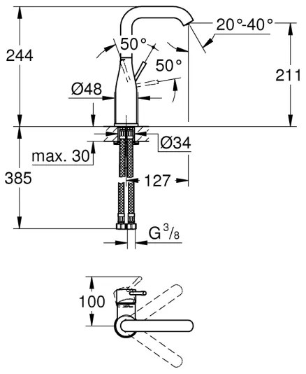 GROHE 23541001 - Umývadlová batéria ESSENCE DN 15 lesklý chróm