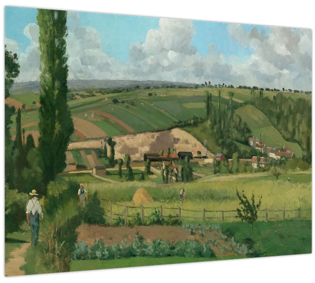 Sklenený obraz - Camille Pissarro, Landscape at Les Pâtis, Pontoise, reprodukcia (70x50 cm)