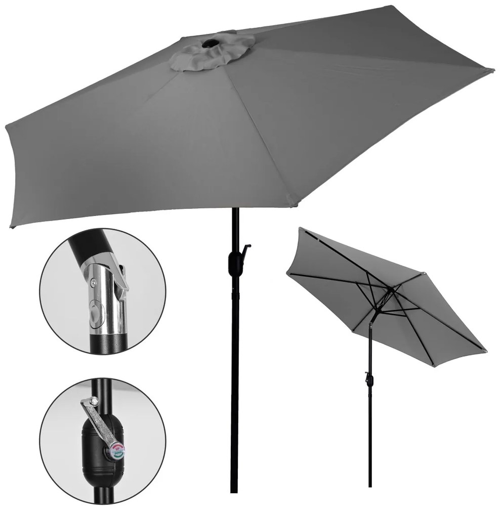 Záhradný slnečník Alissa 270 cm sivý