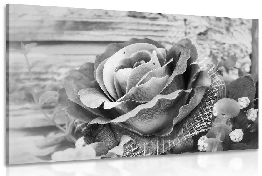 Obraz vintage ruža v čiernobielom prevedení Varianta: 60x40