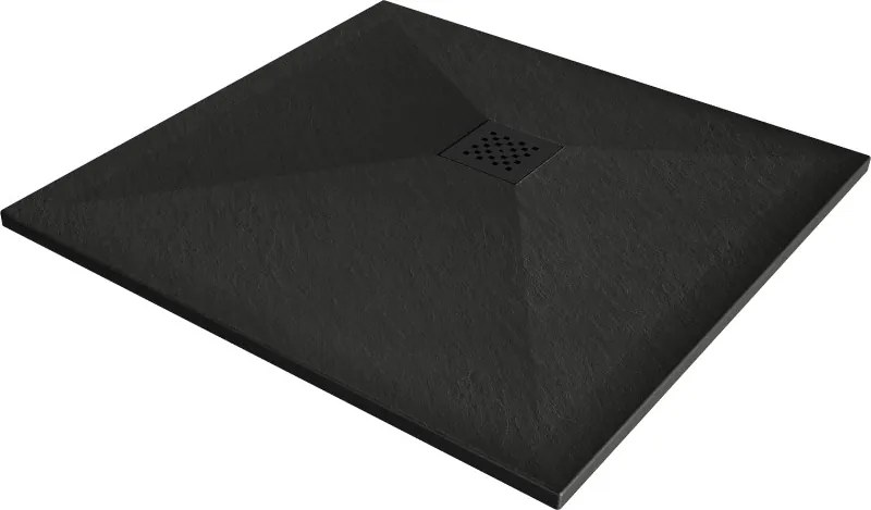 Mexen Stone+ kompozitná štvorcová sprchová vanička 80 x 80 cm, čierna, čierny kryt - 44708080-B