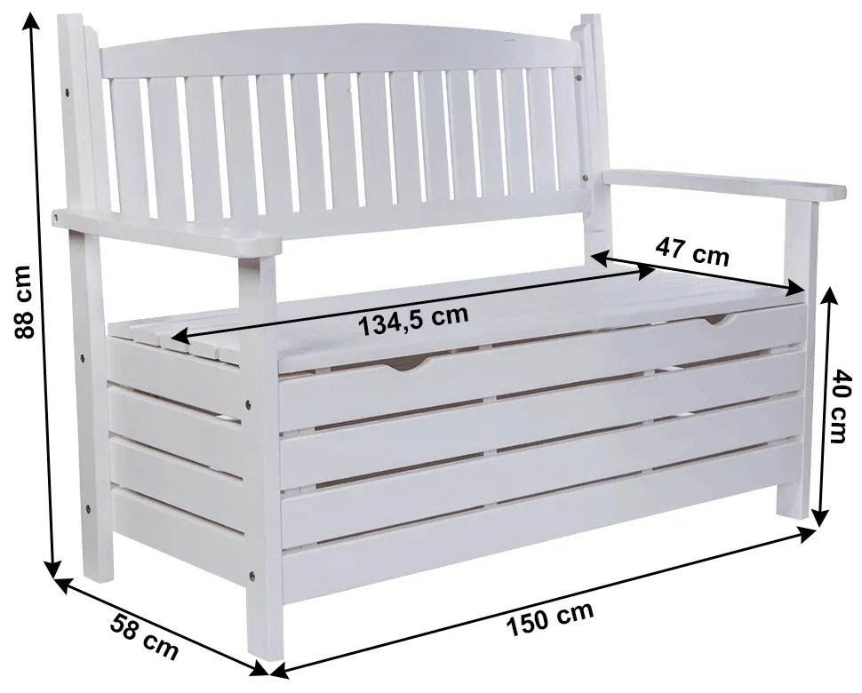 Záhradná lavica 150 cm Amelli (biela). Vlastná spoľahlivá doprava až k Vám domov. 1016528
